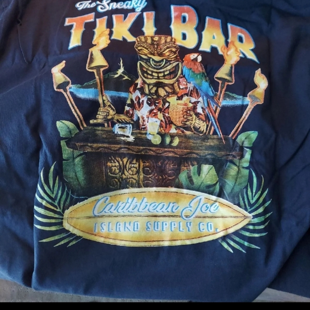 CARIBBEAN JOE THE SNEAKY TIKI BAR LONG SLEEVE T-SHIRT XL Navy BNWT SO